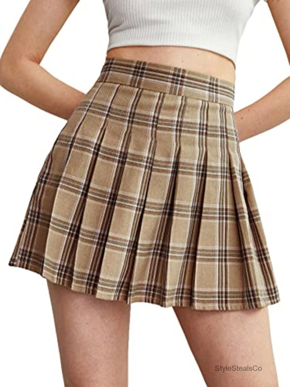 Plaid High Waist Pleated Skater A Line Mini Skirt